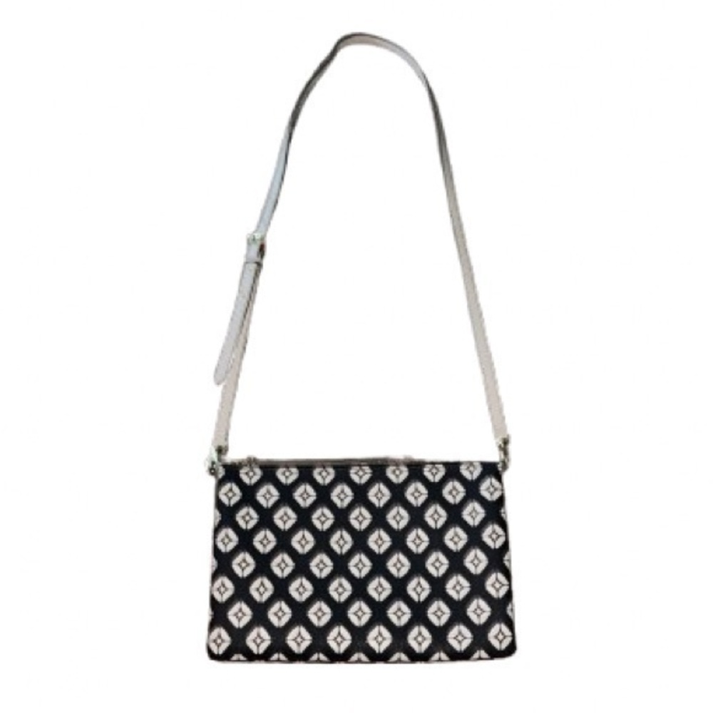 Fossil Sydney signature clutch crossbody in black and bone leather NWOT
